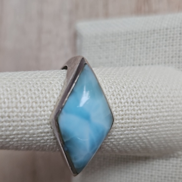 Sterling Silver Larimar Ring Sz 8.75 - Picture 2 of 5